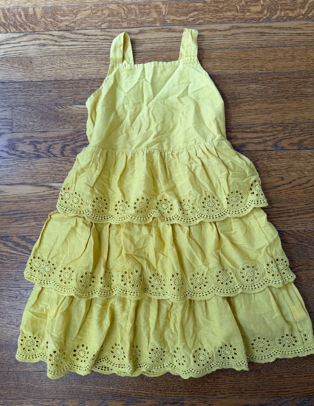 Old Navy Girls' Yellow Eyelet Dress Size 6-7